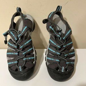 KEEN Newport H2 Outdoor 1014200 Gray Turquoise Bungee Comfort Sport Sandals Sz 8